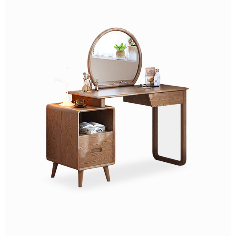 Coiffeuse moderne en bois massif minimaliste avec rangement intégré et table de maquillage