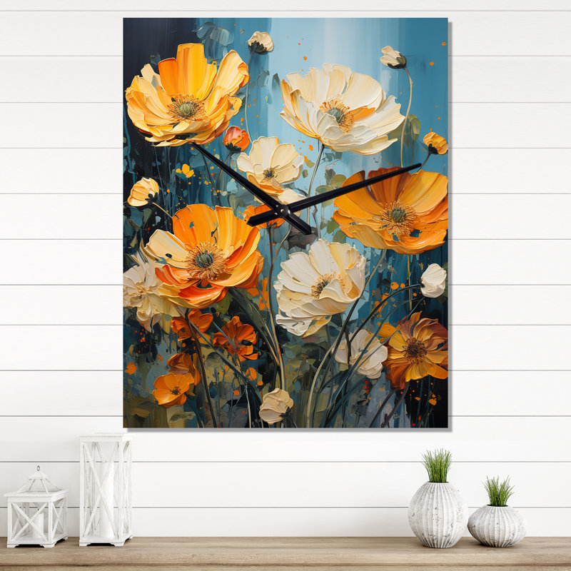 Horloge murale Buttercups Burst With Fierce Brushwork - Buttercups, Très grand