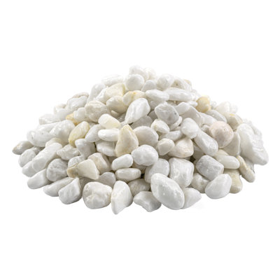 Rivora Everest Blanca Natural Marble Landscaping Rock Pebbles, 0.25-0.75 in. (55 Bags, 40 lbs/Bag)
