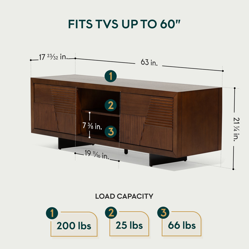 Trapeze TV Stand Solid Wood Walnut for Stylish Home Entertainment Setup, Walnut