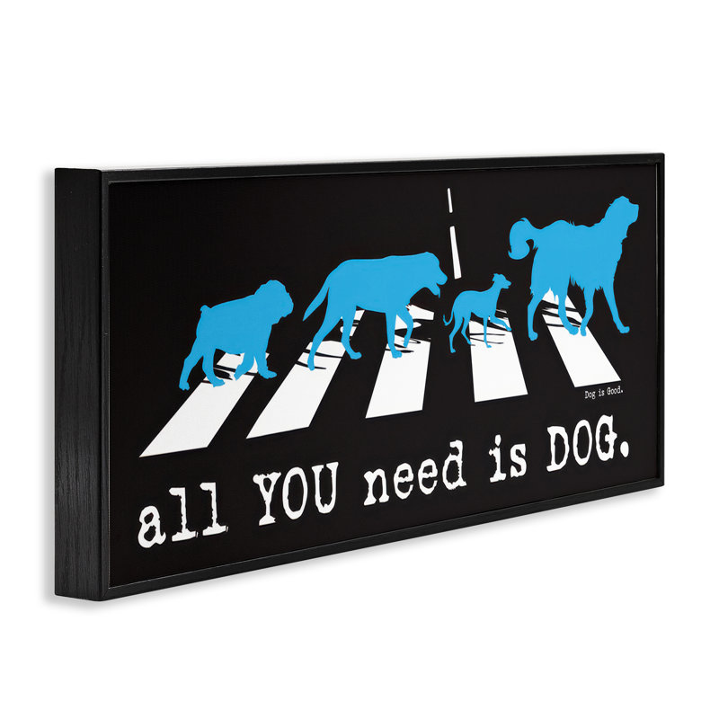 «Need Dog Music», impression numérique sur toile encadrée par Dog Is Good bk-158, Giclée encadrée noir minuit
