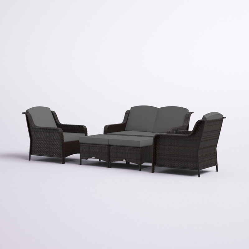 Aighan 6 - Person Patio Conversation Set with Cushions, Gray