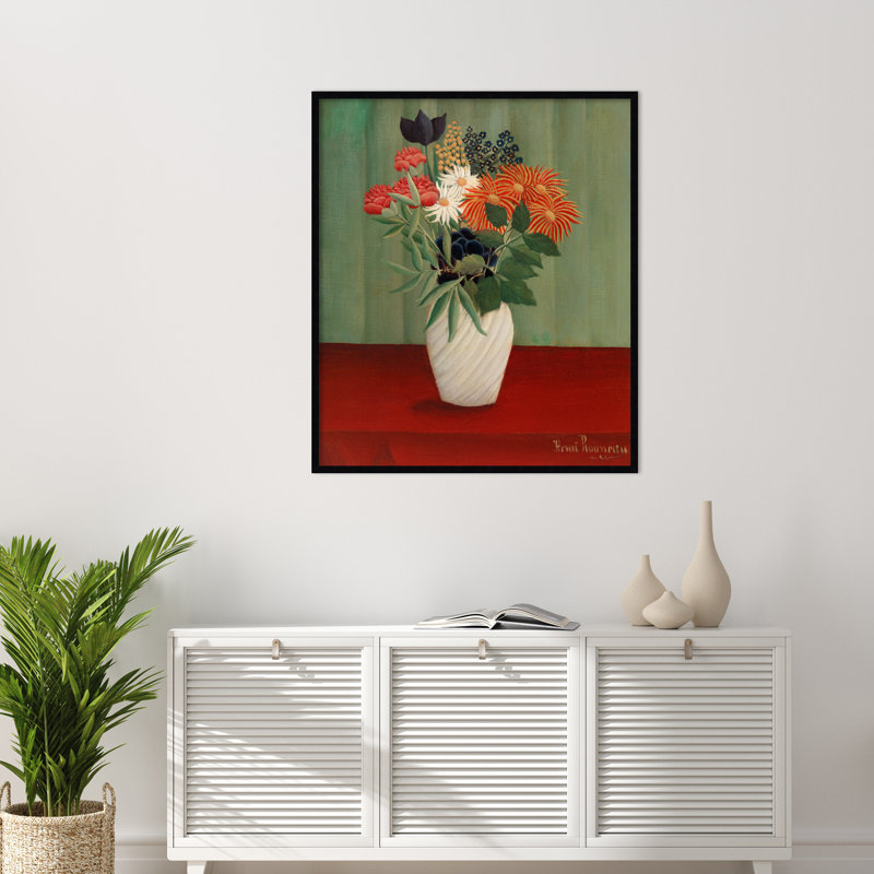 "Bouquet de fleurs" par Henri Rousseau, Noir, H 41 po x l 35 po