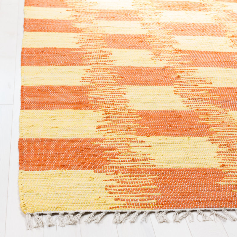 Opie Hand Woven Cotton Ikat Rug, Rectangle 5' x 8'