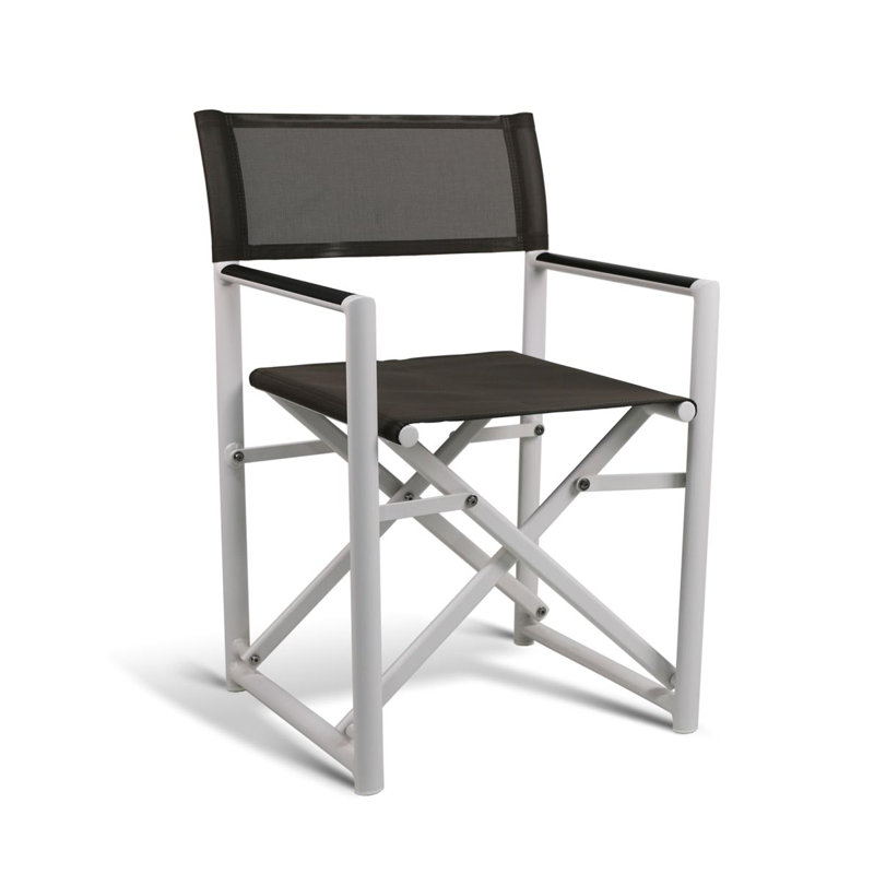 Campaign Folding Armchair, White/Taupe