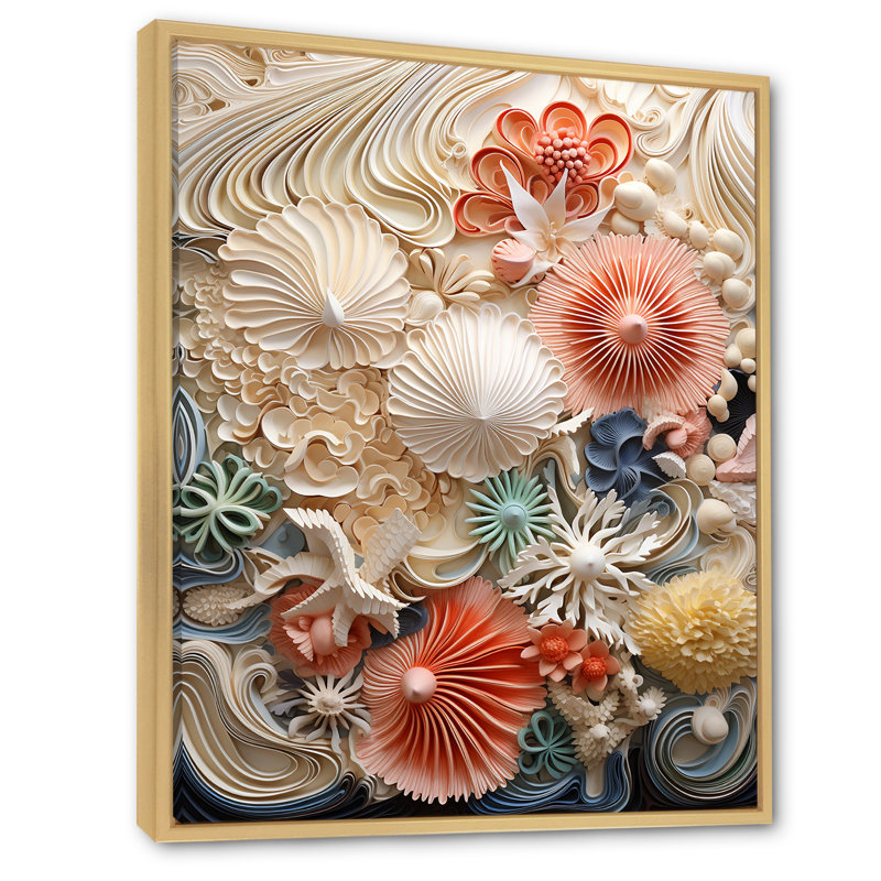 Créatures marines luxuriantes sur toile, Cadre naturel flottant, H 40 po x l 30 po x P 1,5 po