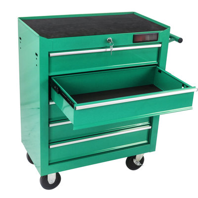 Workshop Tool Cart With 5 Drawers & Locking Wheels Drawer Cabinet Lock 4 Movable -