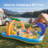 Kiddie Pool with Slide Inflatable Play Center Wading Lounge Kids Pool, Coconut Palm Sprinkler, Water Game Play Center, 95''x75''x40''