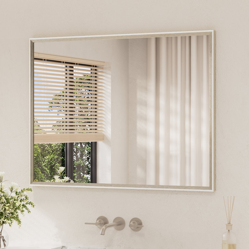 Miroir de salle de bain rectangulaire, 40 po x 30 po, Nickel brossé