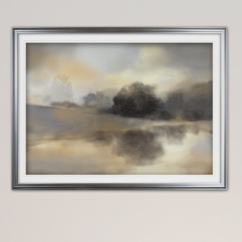 « misty étang », reproduction de peinture à l’acrylique encadrée, Argent, H 30 po x l 40 po x P 1,5 po