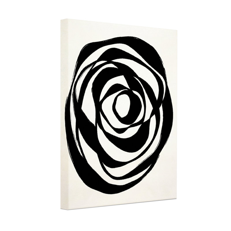 Abstrait abstrait en spirale noir et blanc, H 18 po x l 12 po