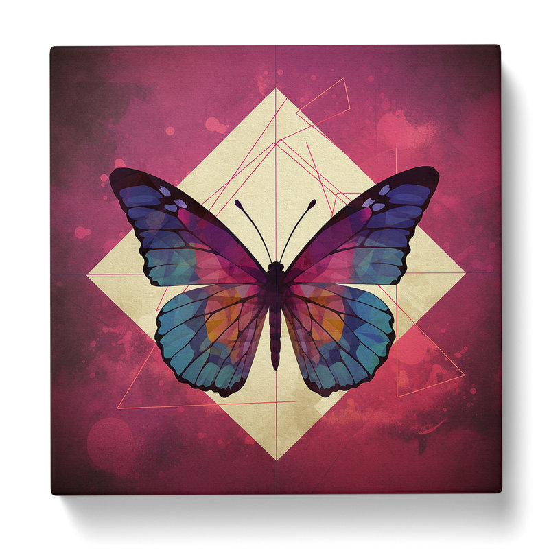 Butterfly Geometric No.1 - Wrapped Canvas - Framed Print, 35cm H x 35cm W x 3cm D