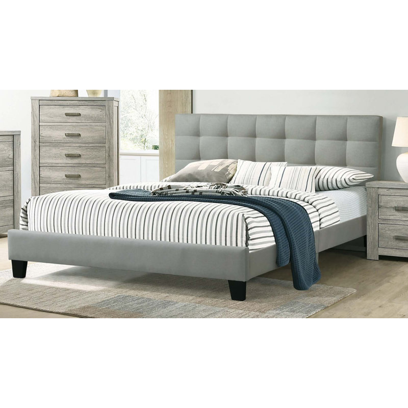 Lit plateforme (lit seulement), Gris pâle, Full