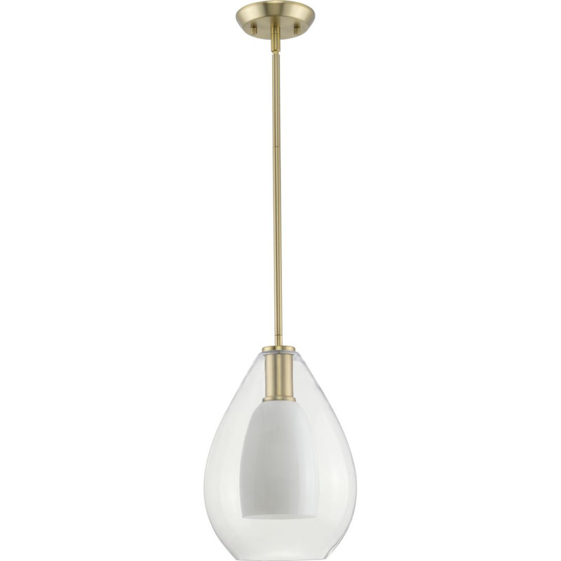 Luminaire suspendu en forme de larme à 1 lumière Eldine, H 14,25 po x l 9,87 po x P 9,87 po, Or brossé