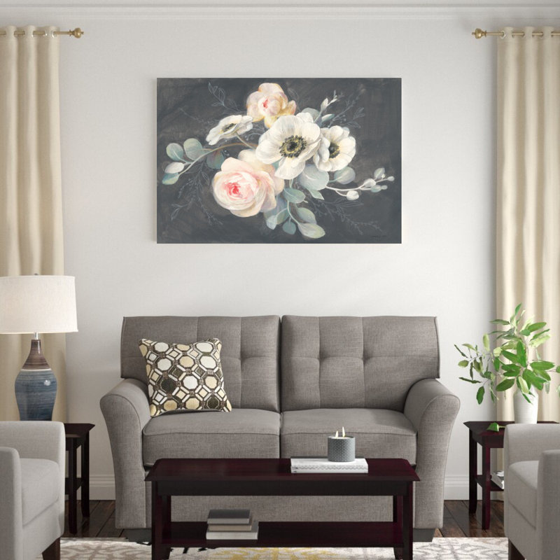 «Roses and Anemones» par Danhui Nai, reproduction d'art sur toile tendue, H 32 po x l 48 po