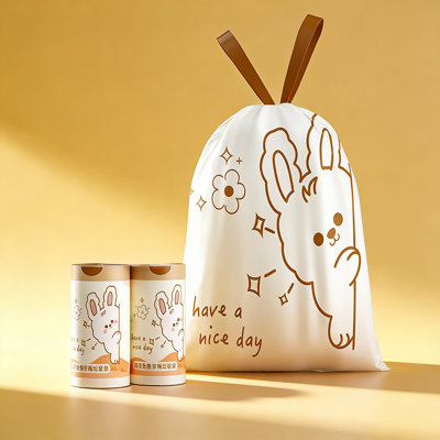 Petits sacs à ordures à motif de lapin 120 gallons - 1,1 mil d'épaisseur résistants aux déchirures pour salle de bain, cuisine, bureau, chambre à coucher et toilette