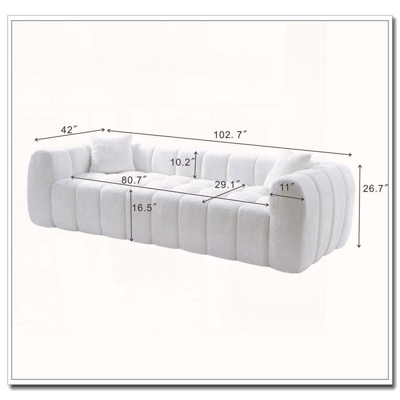 102.7" Oversized Cloud Compressed Sofa, White