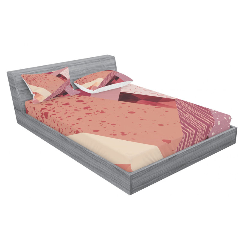 Microfiber Abstract Sheet Set, Full/Double Sheet Set with Fitted Sheet