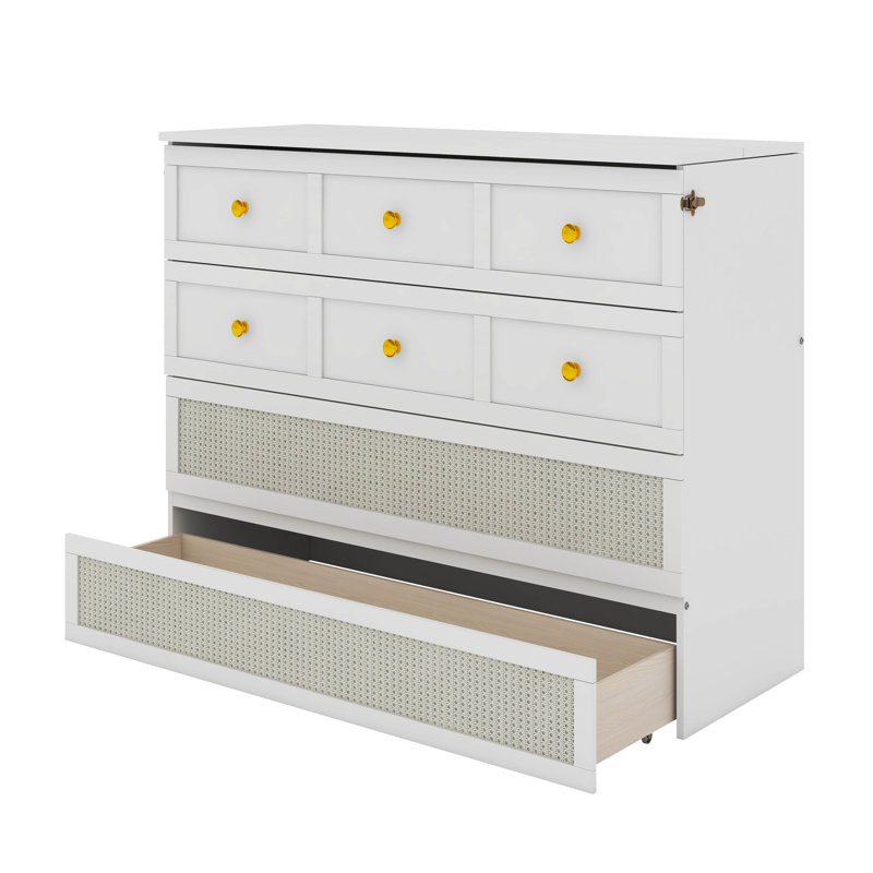 Grand lit escamotable avec tiroirs, Blanc