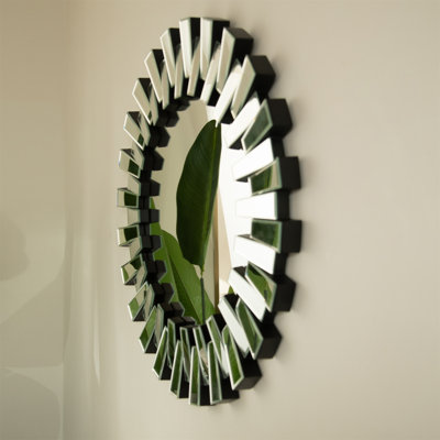 【Miroir mural circulaire en polyuréthane 32 po】 - Décoratif irrégulier pour salle de bain / chambre à coucher / salon