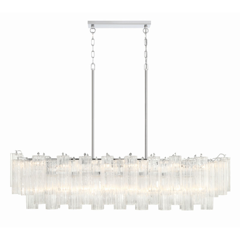 Quinzio 14 - Light Dimmable Linear Chandelier, Polished Chrome