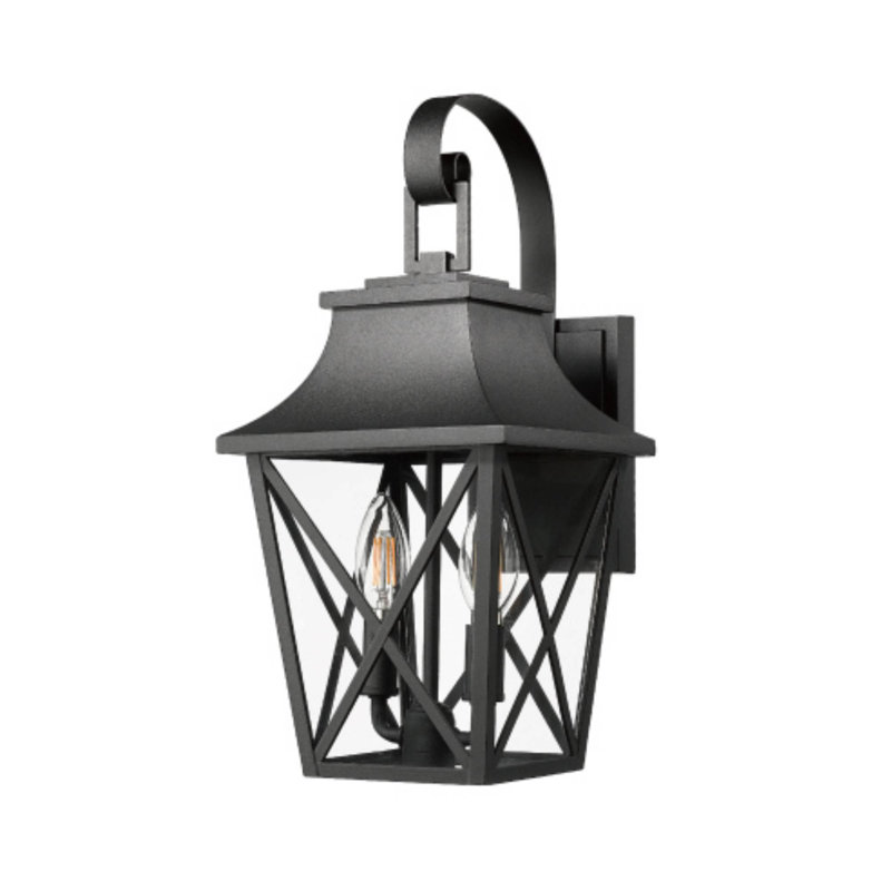 Large 2-Light Outdoor Wall Sconce 2 Pack, Black Industrial Waterproof Lantern For Home Exterior Lighting