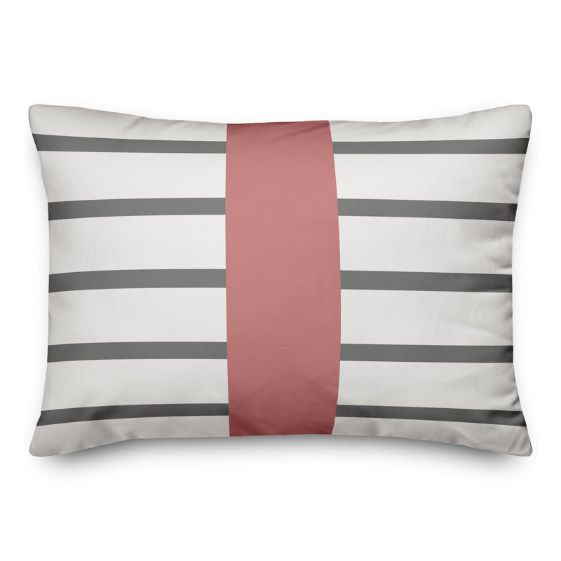 Housse et insert de coussin rectangulaire d'extérieur Mirrored Stripes 17, Rose