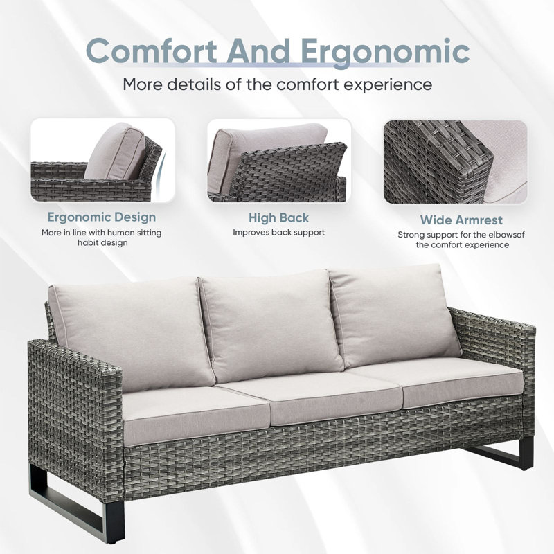 Naresa 9-Piece Outdoor Sofa Set, Wicker Patio Furniture Set, All-Weather PE Wicker, Beige