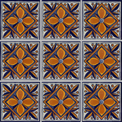 4.2" x 4.2" 9pcs TalaMex Mendoza Talavera Mexican Tile