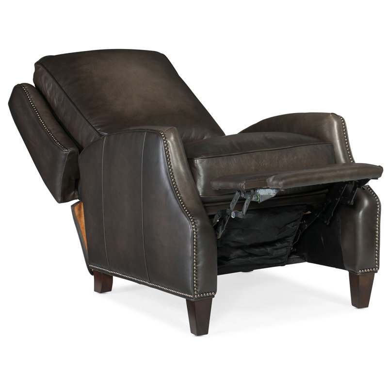 Elicce Leather Power Recliner, Brown Genuine Leather, Manual