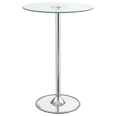 Glass Top Bistro Bar Table Led - Round For Dining, 42 Inches High, 28 Wide And Deep, Dimmable Energy Efficient , Metal Build, Contemporary Style With by Mercer41
