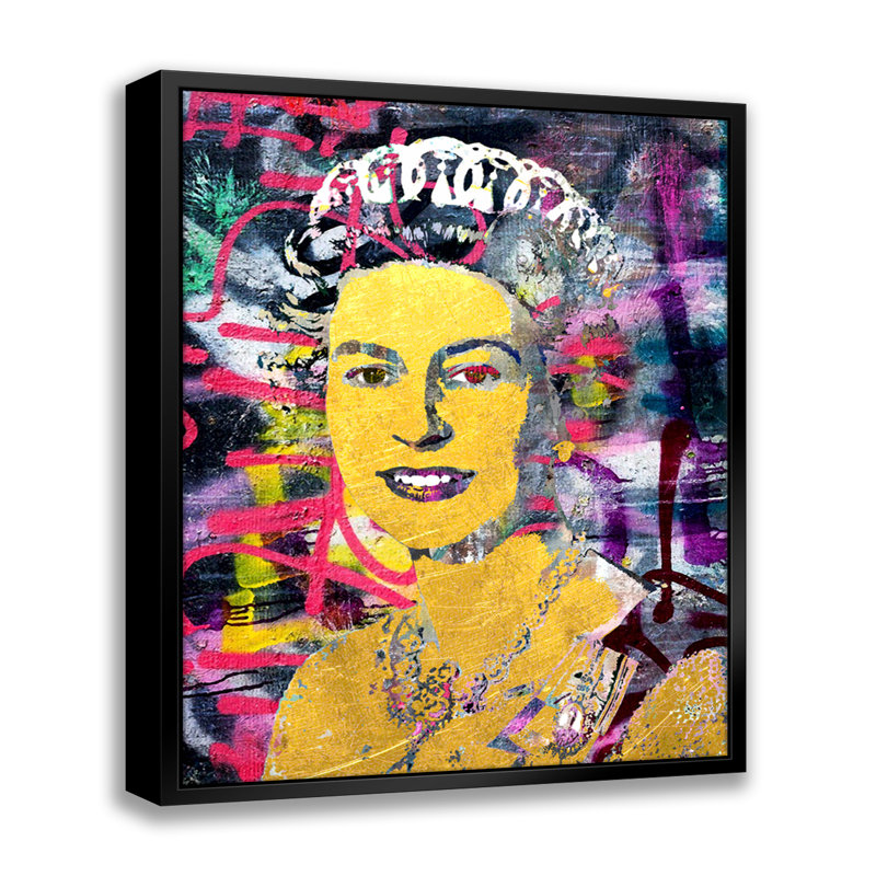 «Queen Pop Art», estampe numérique sur toile avec cadre flottant horizontal, H 18 po x l 22 po