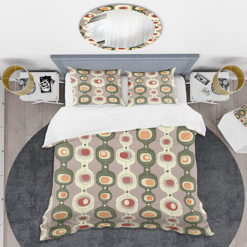  Ensemble de housse de couette rétro Abstract X Mid-Century, Housse simple et 1 taie décorative