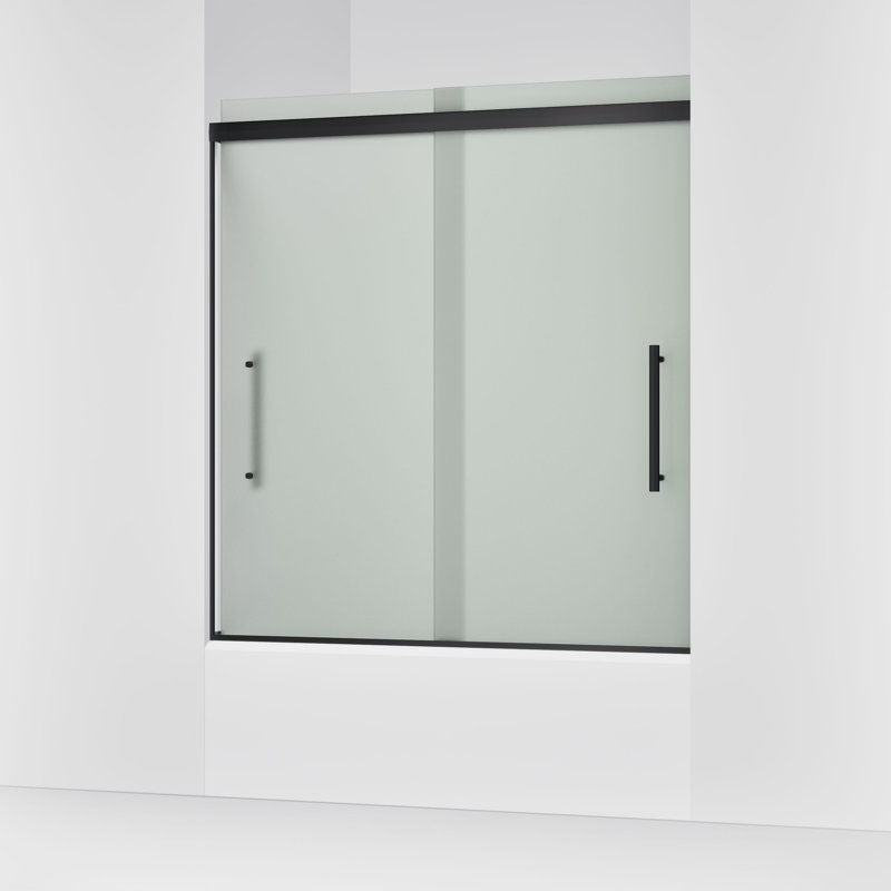 Pleat Frameless Sliding Bath Door, Black