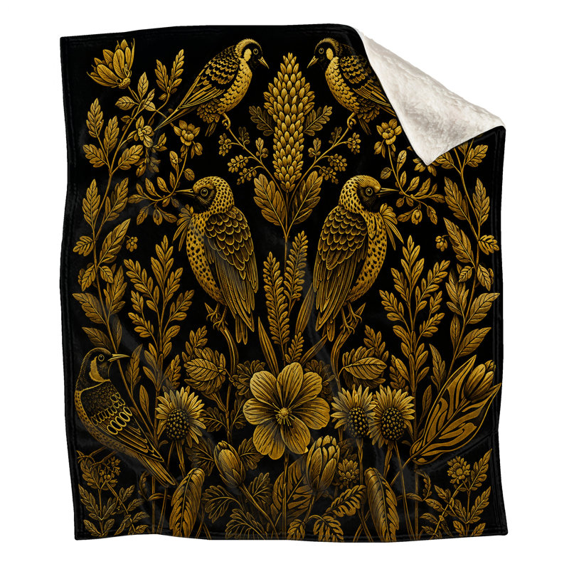 Couvertures botaniques Golden Birds, L 50 po x H 60 po