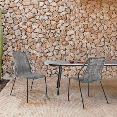 Chancy Modern Indoor Outdoor Dining Chairs in Steel and Rope
