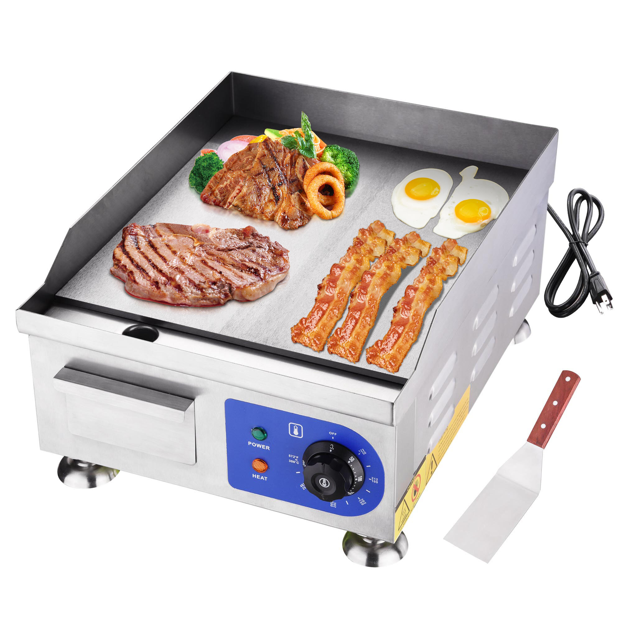 WeChef 1500W 14 Electric Countertop Griddle Flat Top Commercial