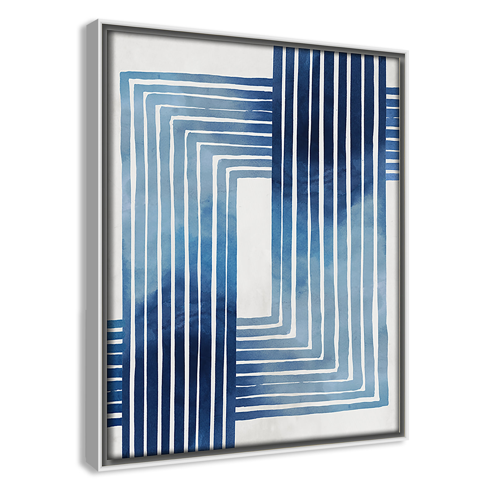 Lanny "In Unison" Painting by Eva Watts, White Framed Canvas, 11.5" H x 9.5" W x 2" D