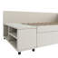 Lit plateforme simple tapissier beige pour chambre à coucher - avec rangement en L et tiroirs en velours