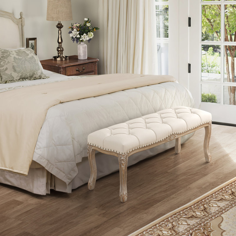 Barajas Linen Upholstered Bench, Ivory