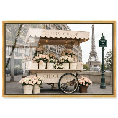 Décoration murale glamour avec impression acrylique encadrée « Charrette romantique » par