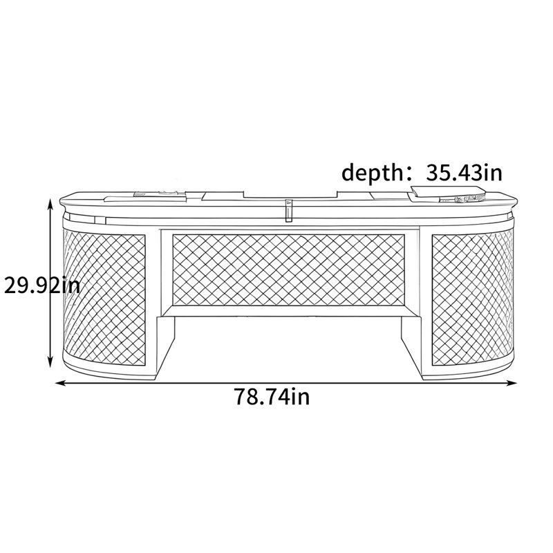 Luxury-Style Home Desk, 29.92" H x 78.74" W x 35.43" D