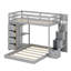Lit superposé avec tablettes, tiroirs et escalier de rangement-399767420