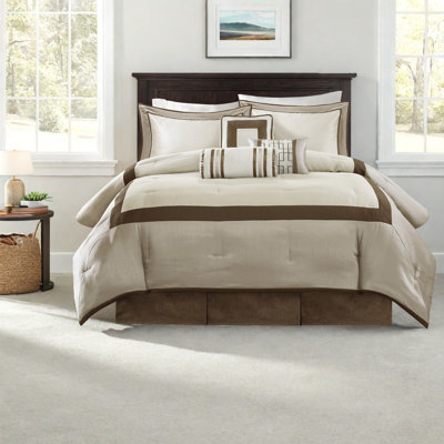 Queen Bedding Sets, Taupe/brown Comforter With Pillows, Modern Hotel Style