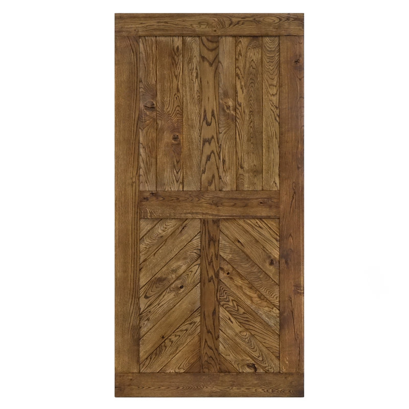 Waithman Solid Oak Wood Barn Door, Brown Oil