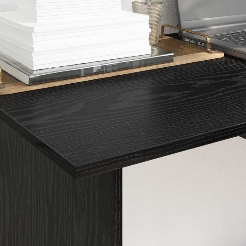 Desk With Drawer 100 X 50 X 76 Cm Engineered Wood, Black Oak