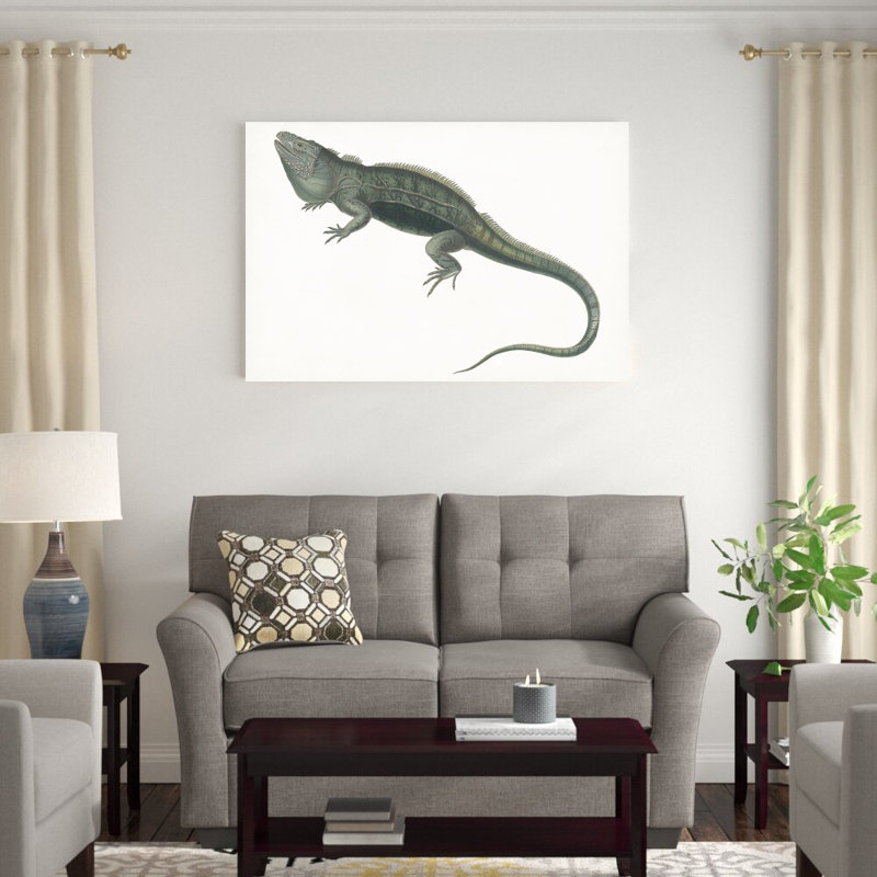 Impression sur toile tendue, iguane antique, H 32 po x l 48 po