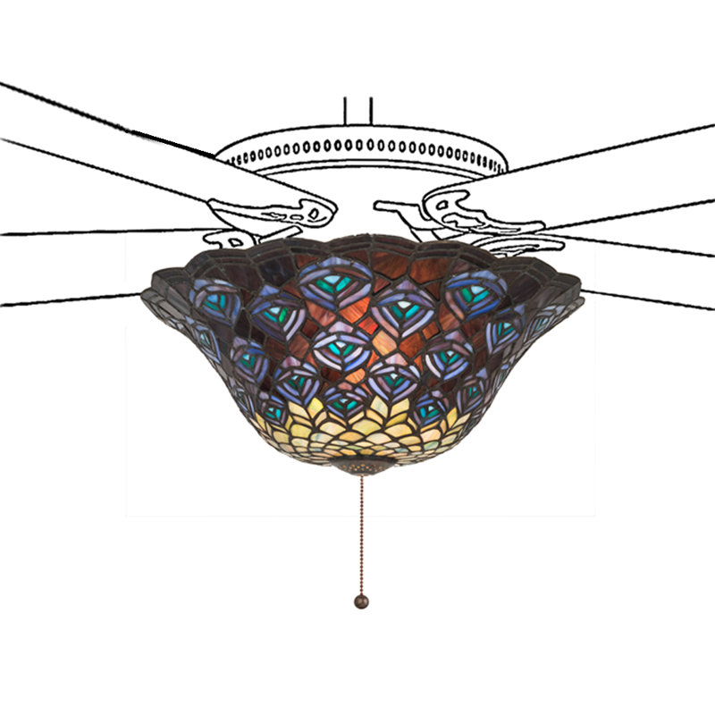 Meyda Tiffany & Stained Glass 16'' 3 - Light Brown Bowl Ceiling Fan Light Kit