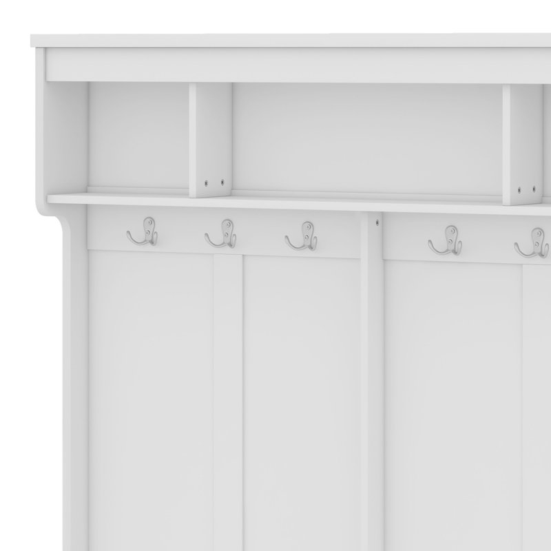 Modern Hallway Hall Tree With Metal Hooks And Storage Space, White