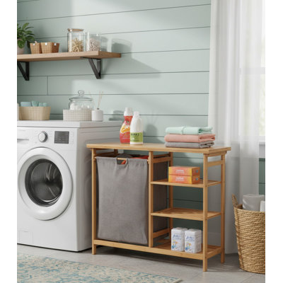 Happer Bamboo Cabinet Laundry Hamper with Handles